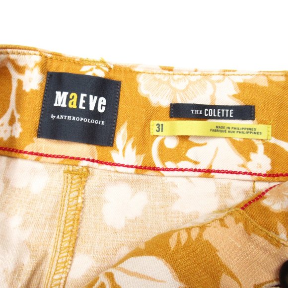 Anthropologie Maeve The Colette Cropped Wide-Leg Linen Pants Maize Floral 31 - Picture 13 of 14